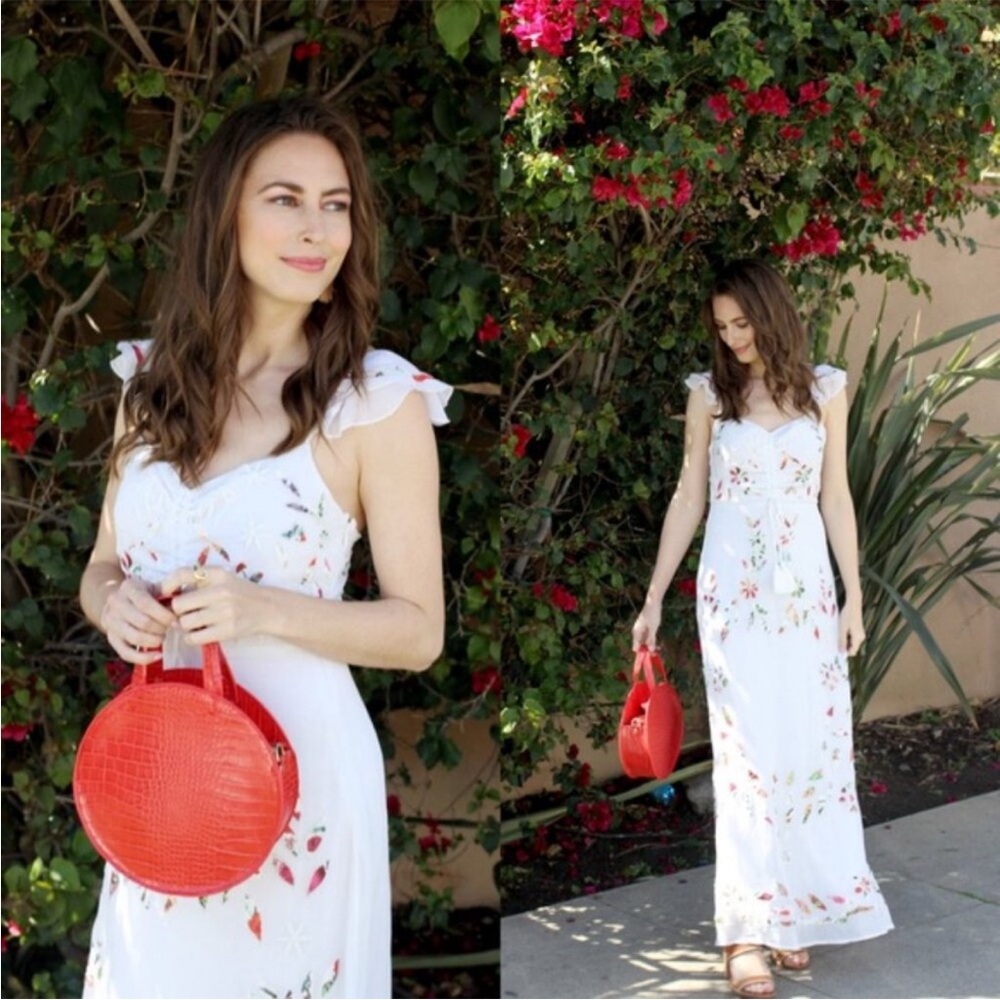 Farm Rio Quintana Maxi Dress w/ floral eyelet details, size 14 & NWOT